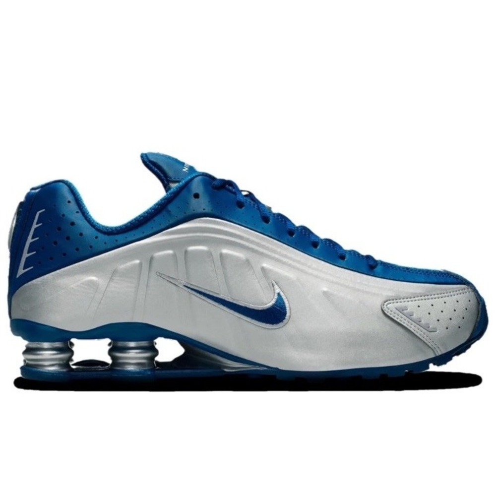 Nike Shox R4 Men's Size 10 Sneakers NO LID #IQ939 476 Blue Metallic Silver